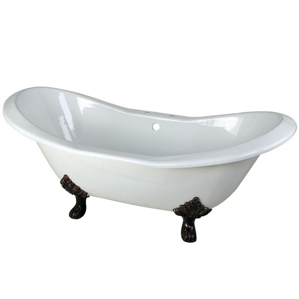Aqua Eden 72 In Cast Iron Double Slipper Clawfoot Bathtub Oil Aqua Eden 72 In Cast Iron Double Slipper Clawfoot Bathtub Oil