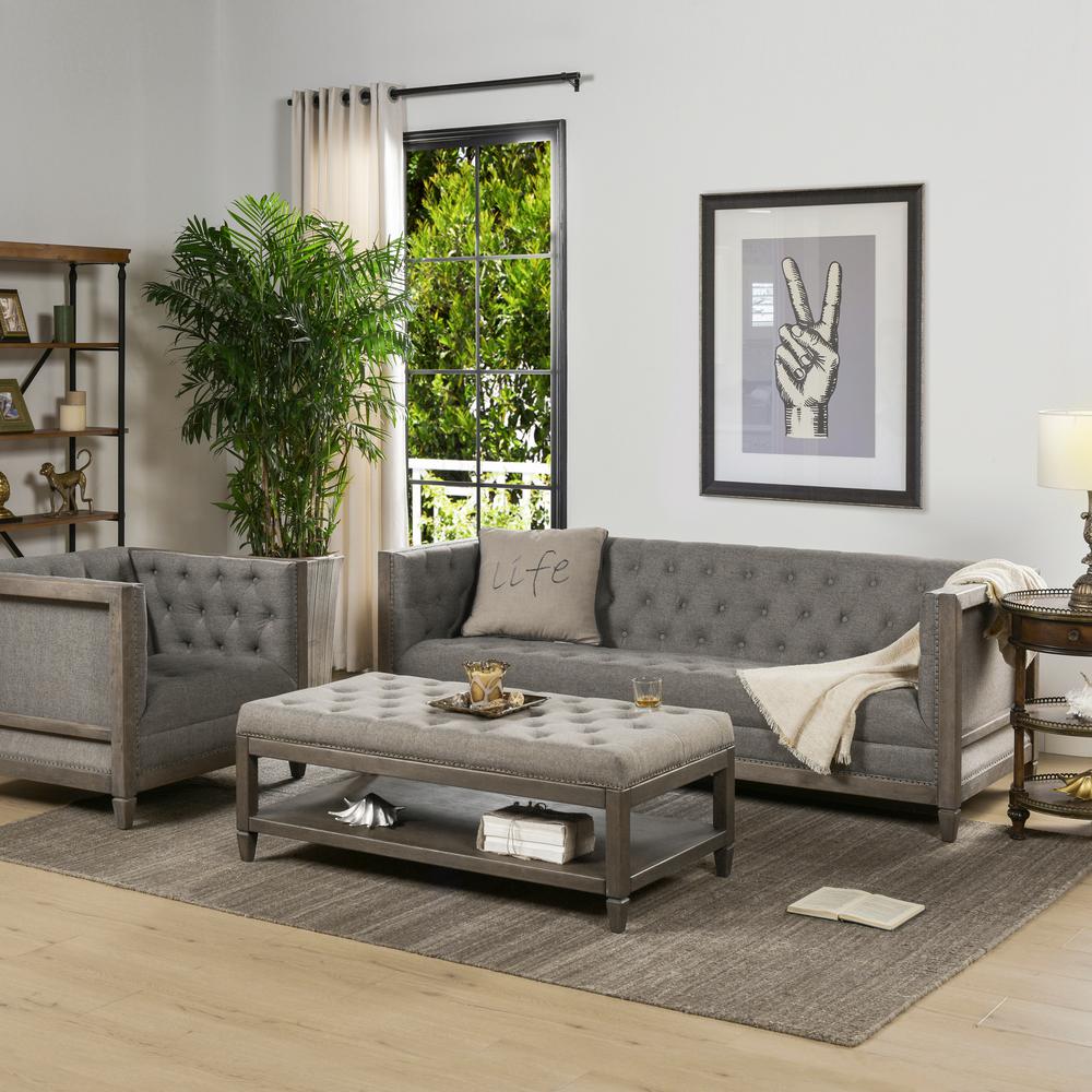 Jennifer Taylor Home Sylvan Farmhouse Oak Tuxedo Sofa, Dark Heathered