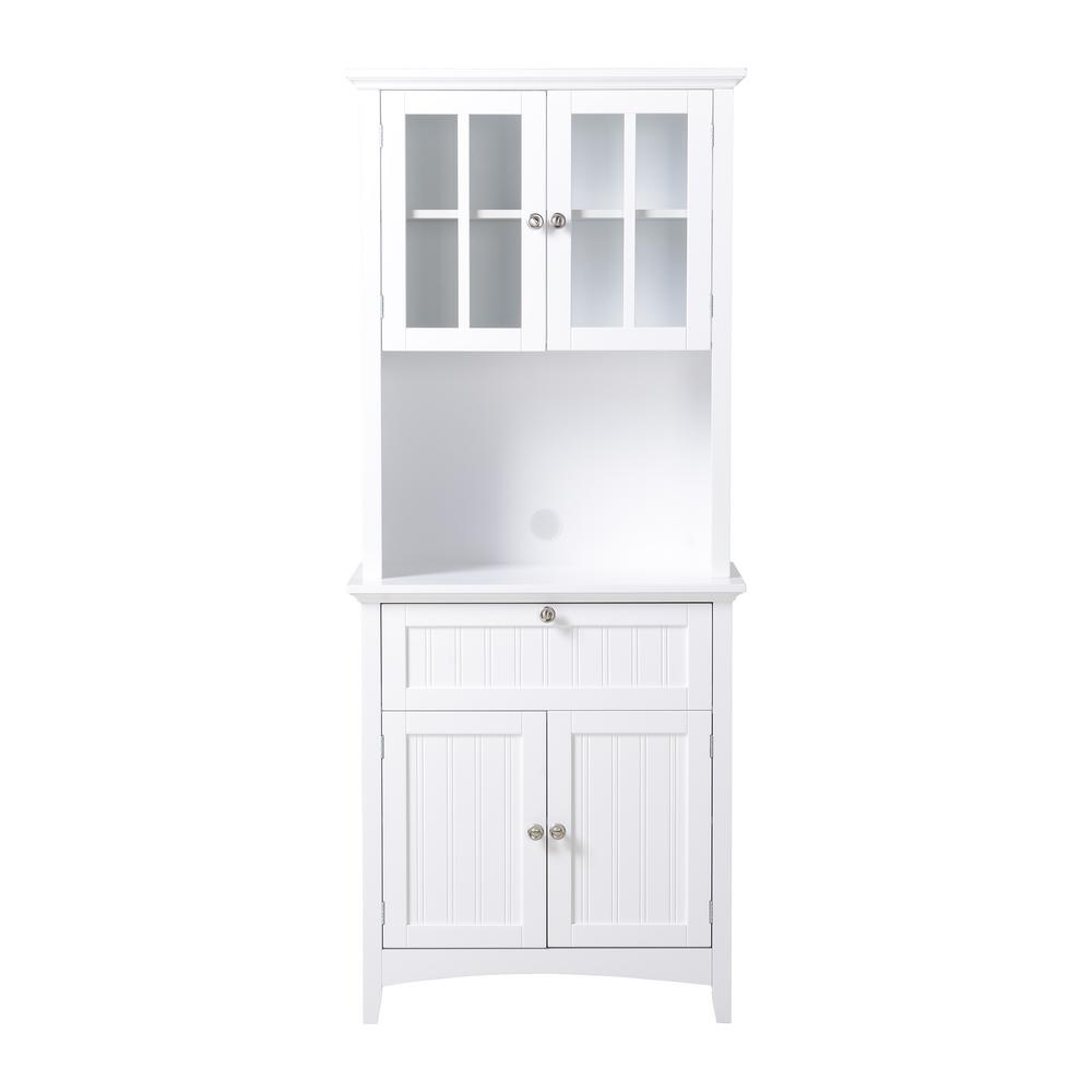 Os Home And Office Furniture White Buffet And Hutch With Framed