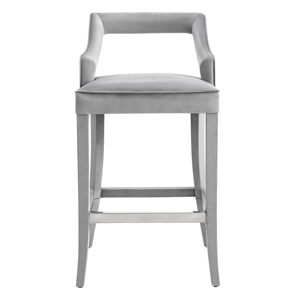 Bar Stool Foot Rest Tov Furniture Stools Kitchen Tiffany Grey Velvet Counter Stool
