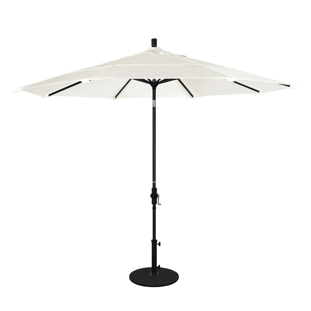 California Umbrella 11 Ft Black Aluminum Pole Market Aluminum Ribs Crank Lift Outdoor Patio Umbrella In Canvas Sunbrella Gscu118302 5453 Dwv The Home Depot