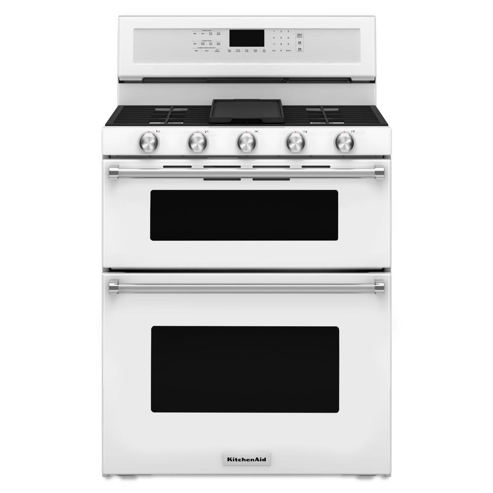 6.0 cu. ft. Double Oven Gas Range with Self-Cleaning Convection Oven in White