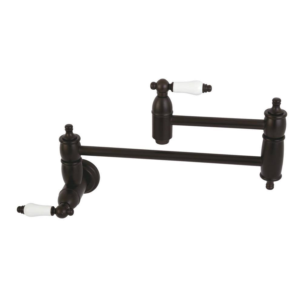 Kingston Br Wall Mounted Potfiller With Porcelain Handles In Oil Kingston Br Wall Mounted Potfiller With Porcelain Handles In Oil Rubbed Bronze