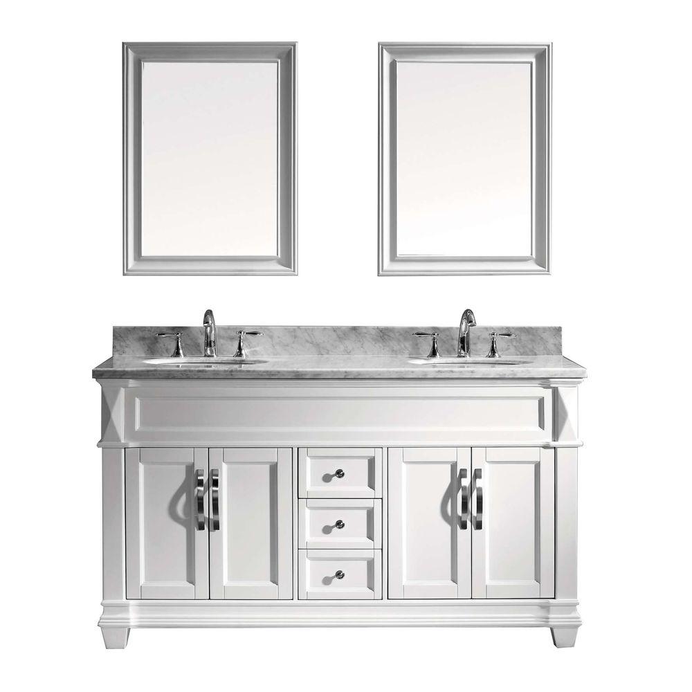 Virtu USA Victoria 60 in. W x 36 in. H Vanity with Marble Vanity Top in