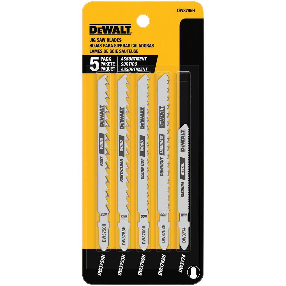 DEWALT TShank Jig Saw Blade Set (5Piece)DW3795H The Home Depot