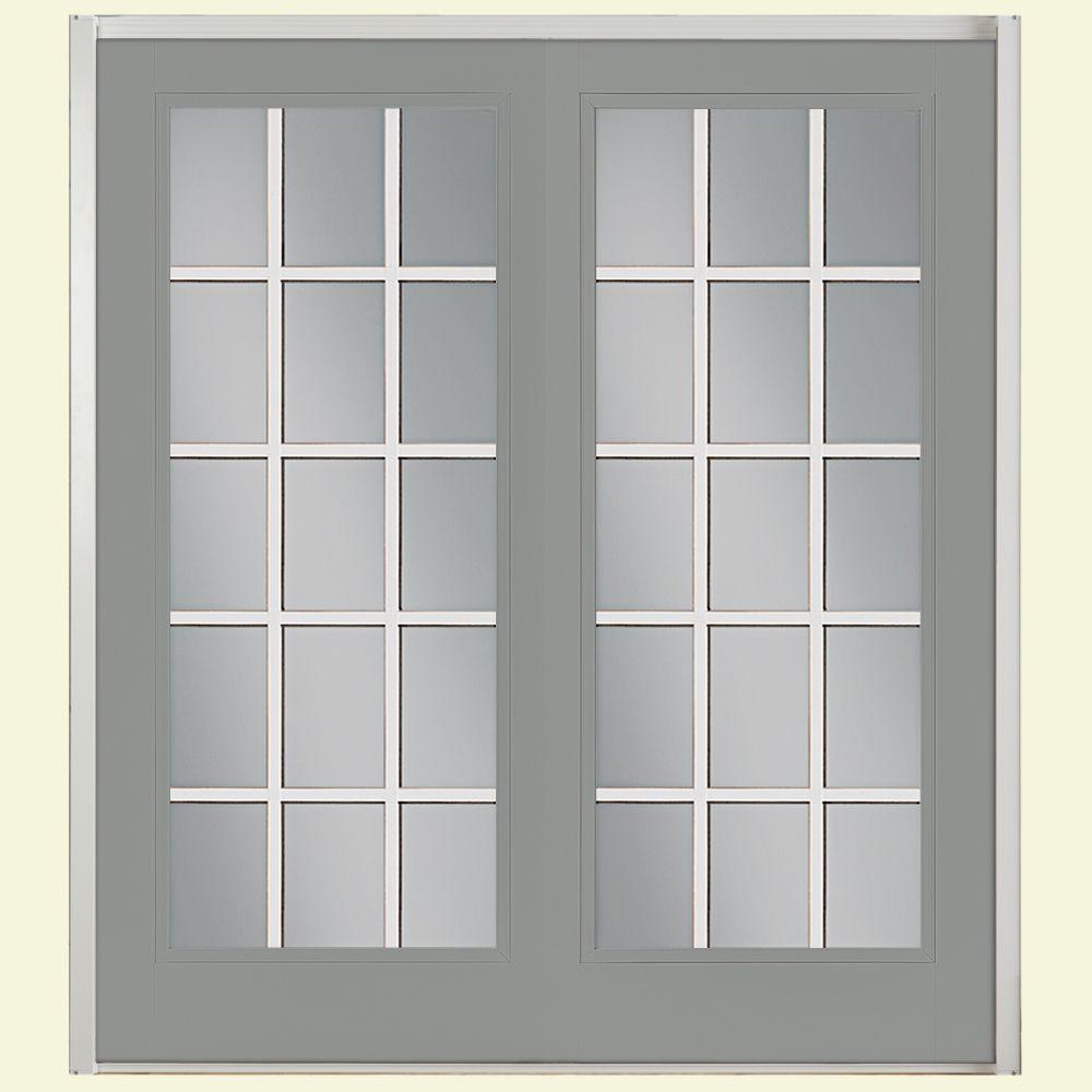 Masonite Patio Doors Exterior The Home Depot 60 In X 80 Silver Cloud Steel Prehung Left Hand