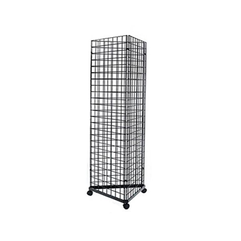 2' x 5' Grid Panel 4-Sided Floorstanding Display Fixture with Rolling Base. 