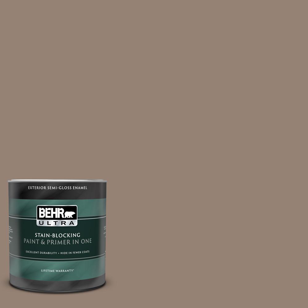 BEHR ULTRA 1 qt. N2305 Dry Brown SemiGloss Enamel Exterior Paint and