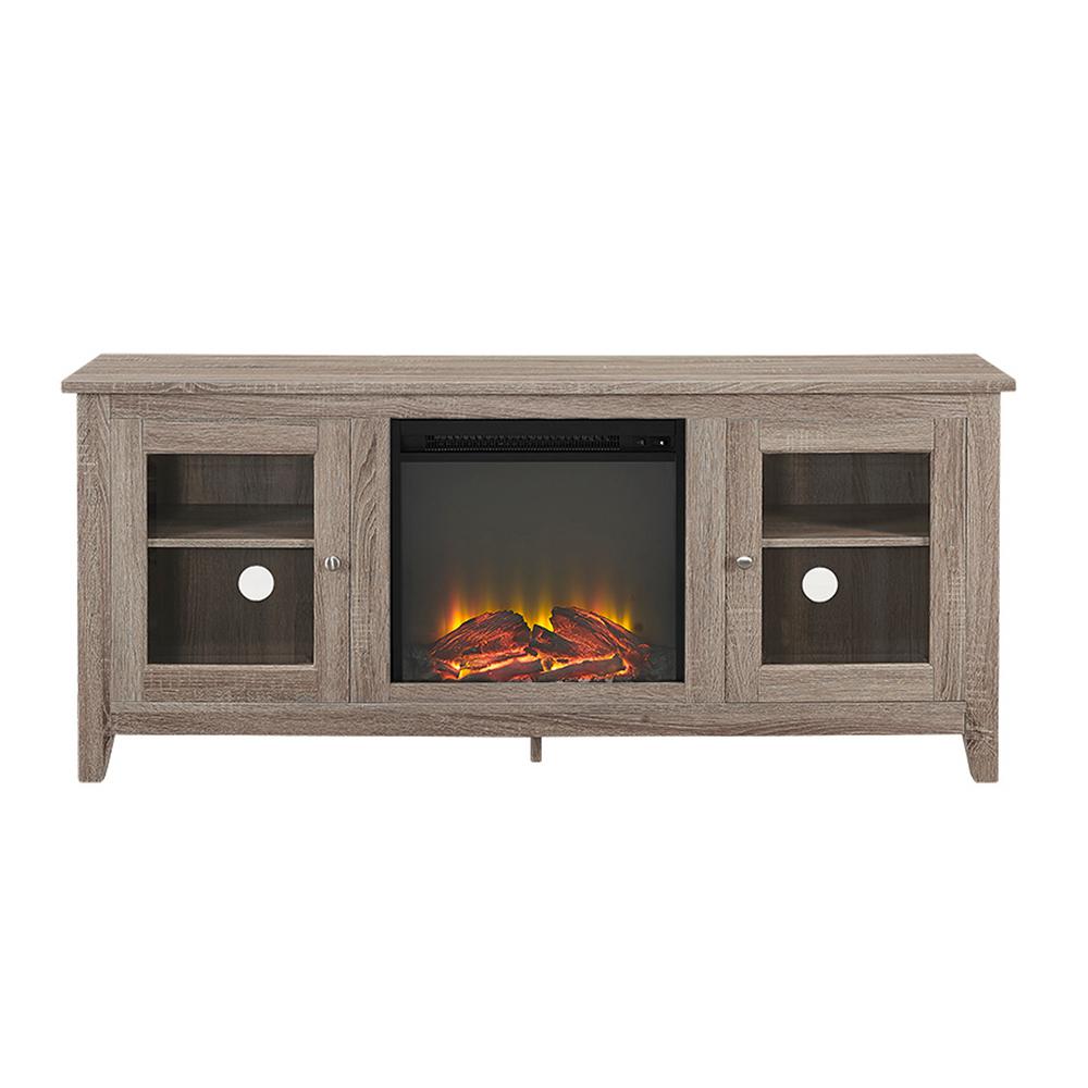 Details About A Tv Stand Console Electric Fireplace Heater Driftwood Wood Furniture Accent