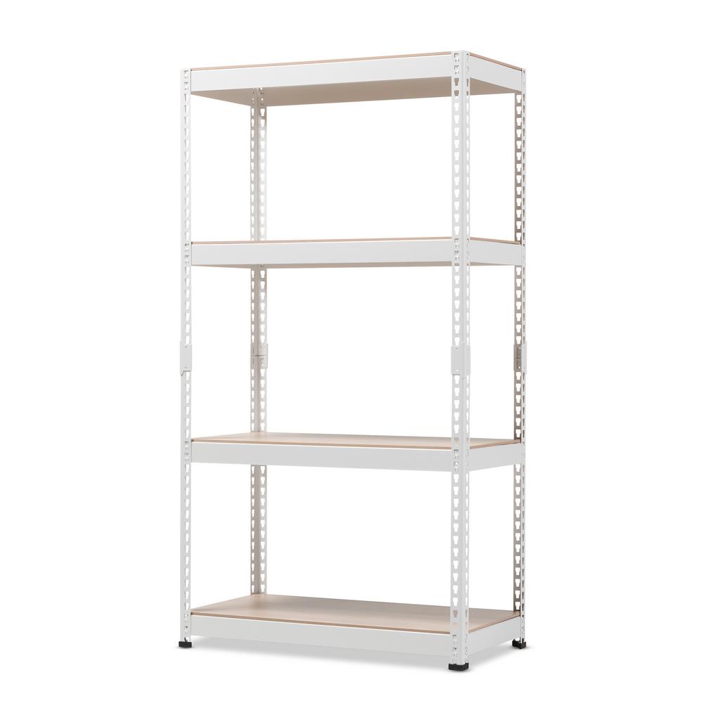 white rack shelving