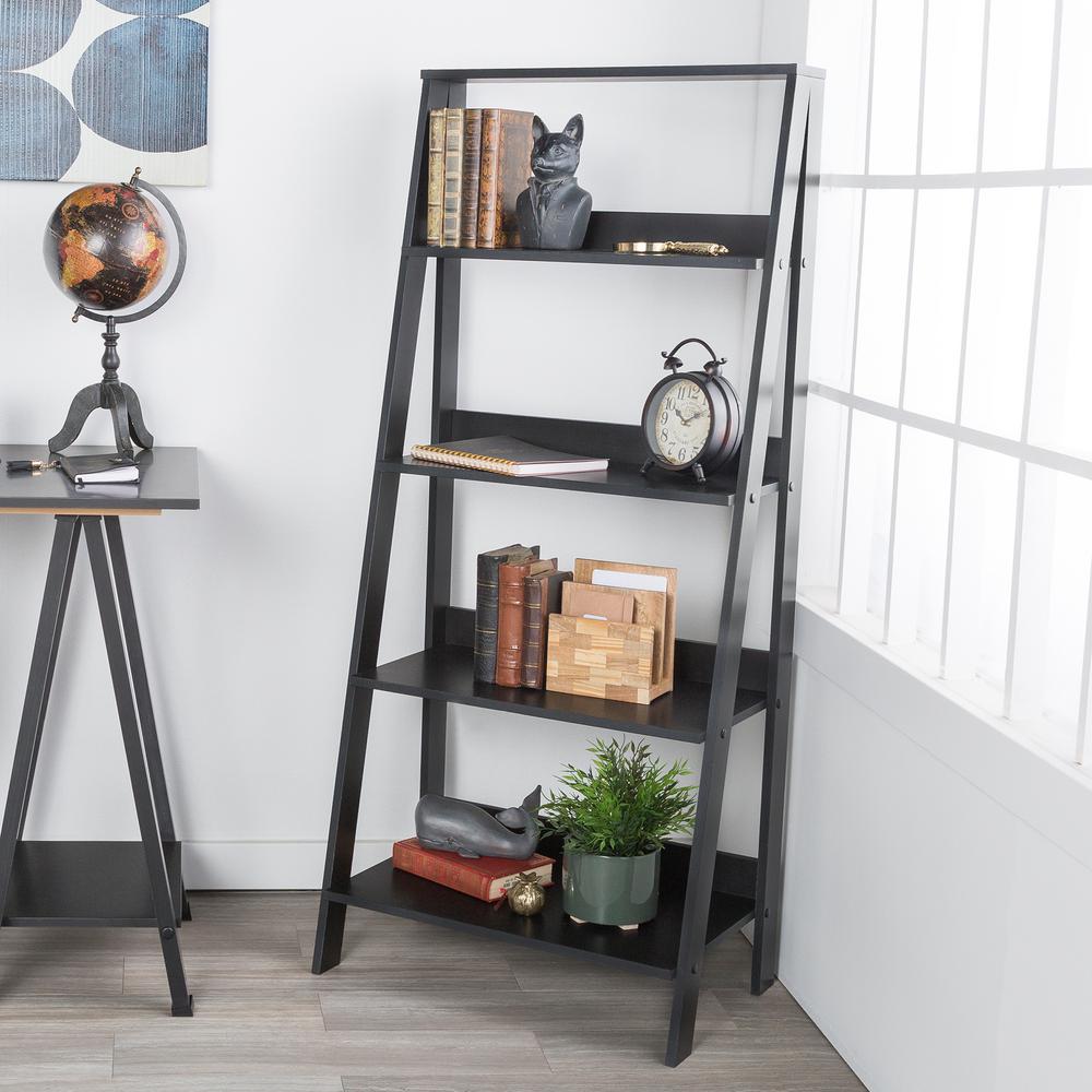 Walker Edison Furniture Company 55 Modern Wood Ladder Bookcase
