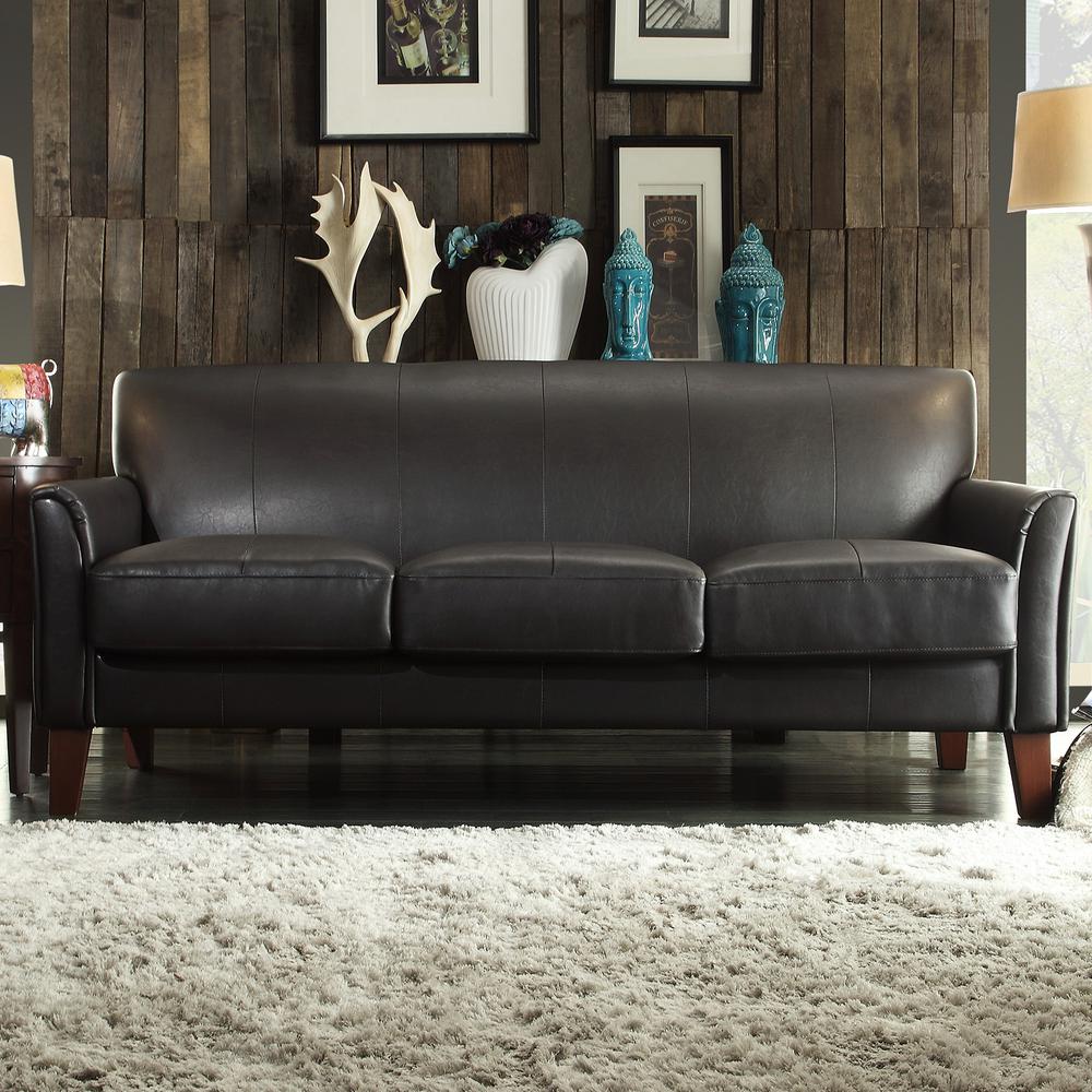 HomeSullivan Dark Brown Vinyl Microfiber Sofa409913PU3TL[SOFA] The
