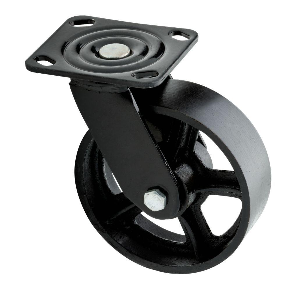 Liberty 6 in. Black Industrial Swivel Plate Caster with 1100 lb. Load