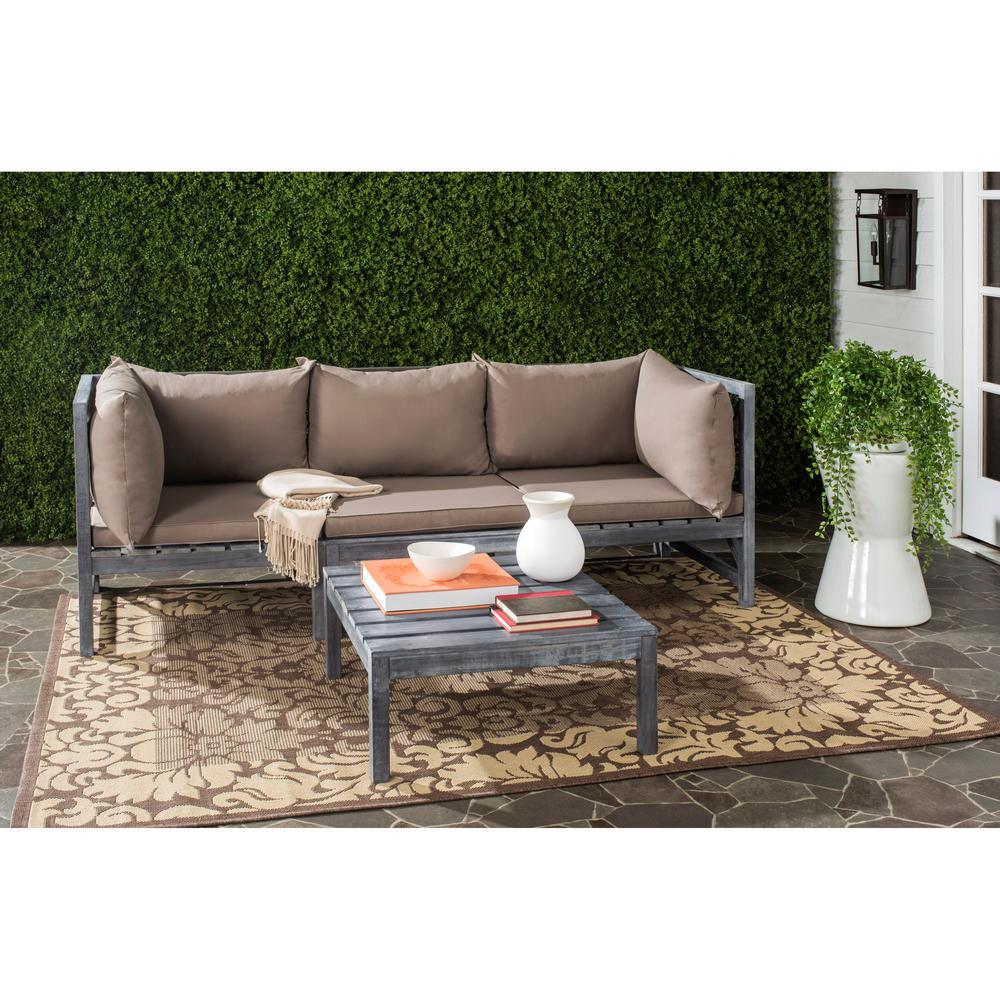 Safavieh Lynwood Modular Ash Grey Outdoor Patio Sectional Set With