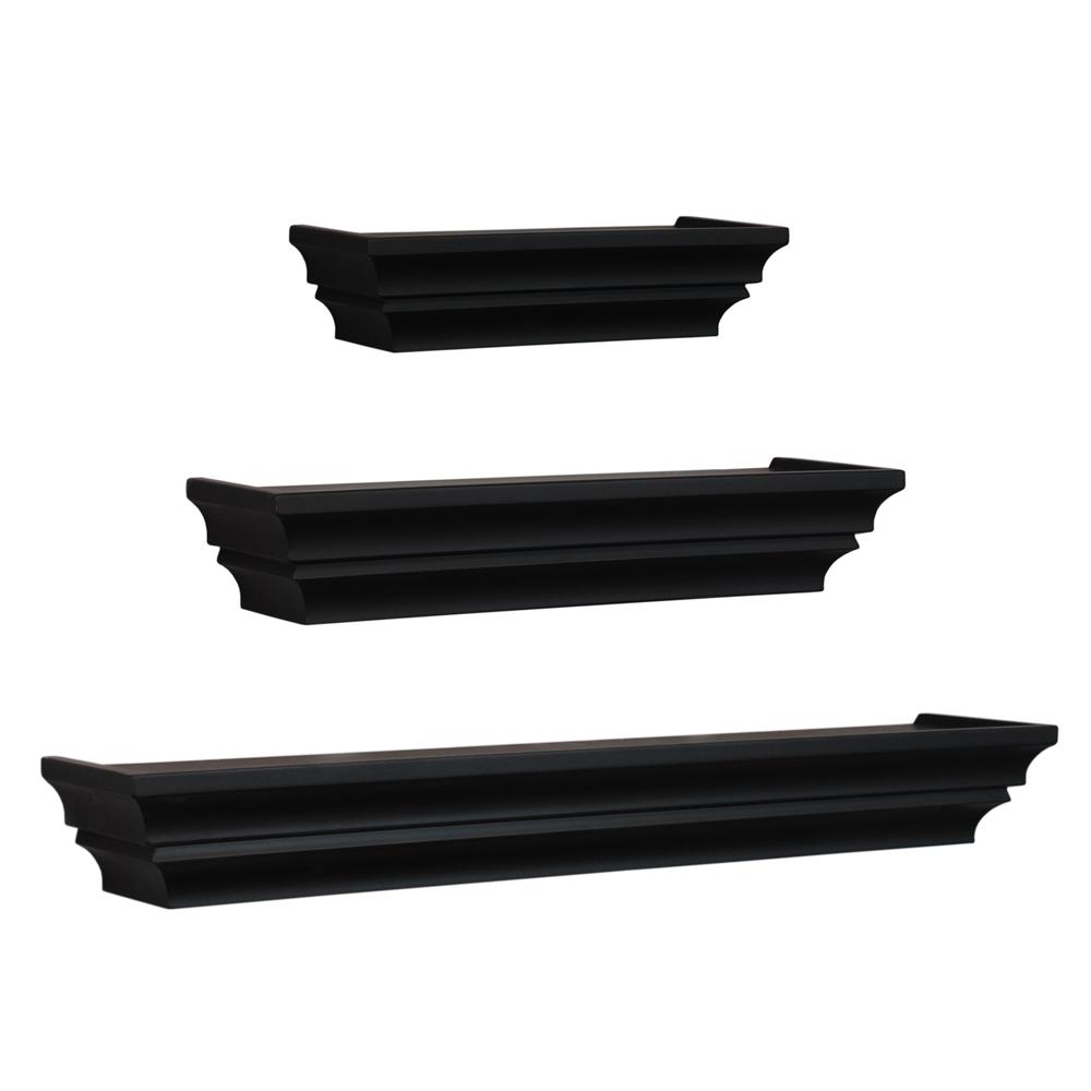 Madison 12 In W X 4 75 D 16 And 24 Black Contoured Wall Shelf Set Of 3