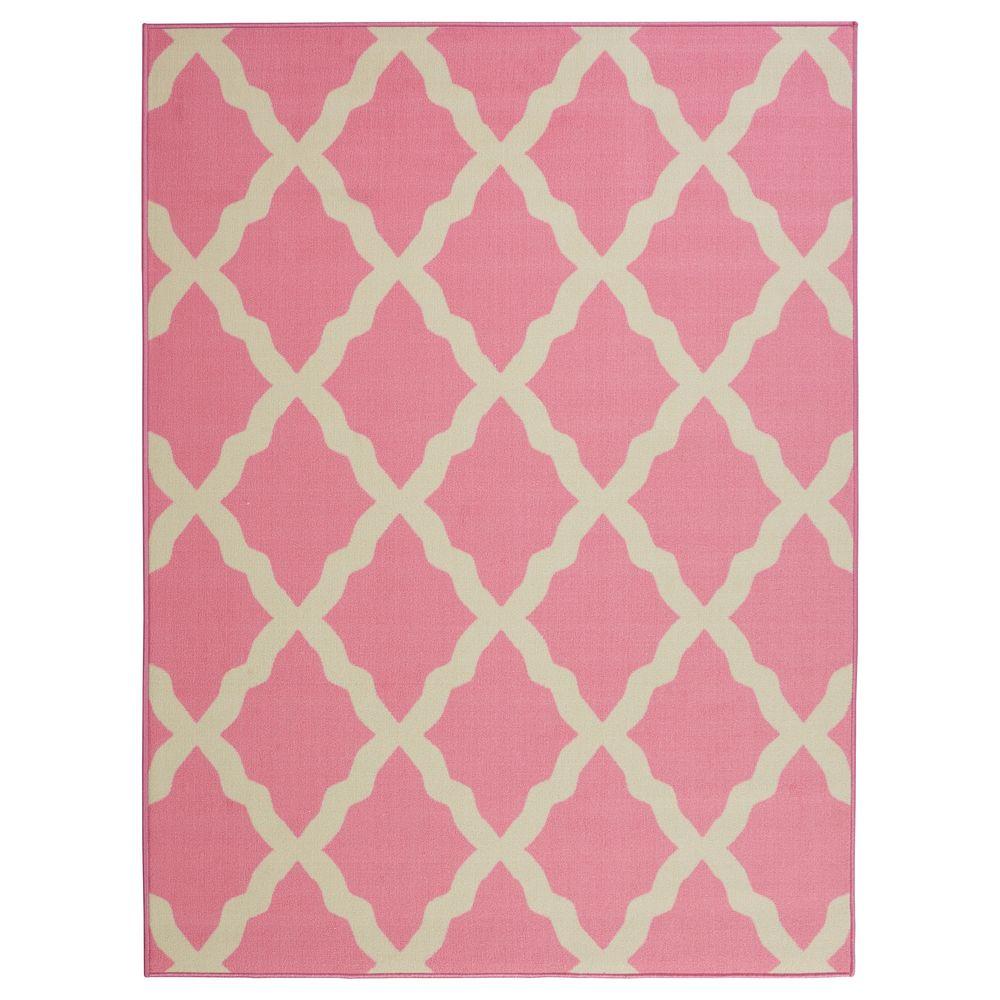 Pink Area Rugs The Home Depot Glamour Collection Contemporary Moroccan Trellis Design Pink