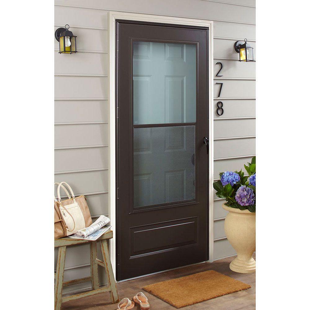 Emco 36 In X 80 In 100 Series Plus White Self Storing Storm Door