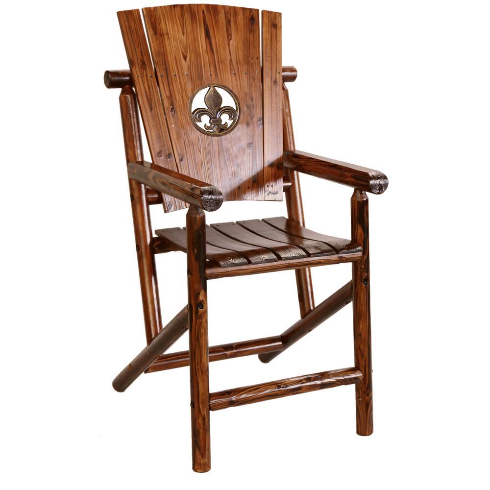 Bar Height Leigh Country Outdoor Dining Chairs Patio Char Log Patio Dining Chair With Fleur De Lis