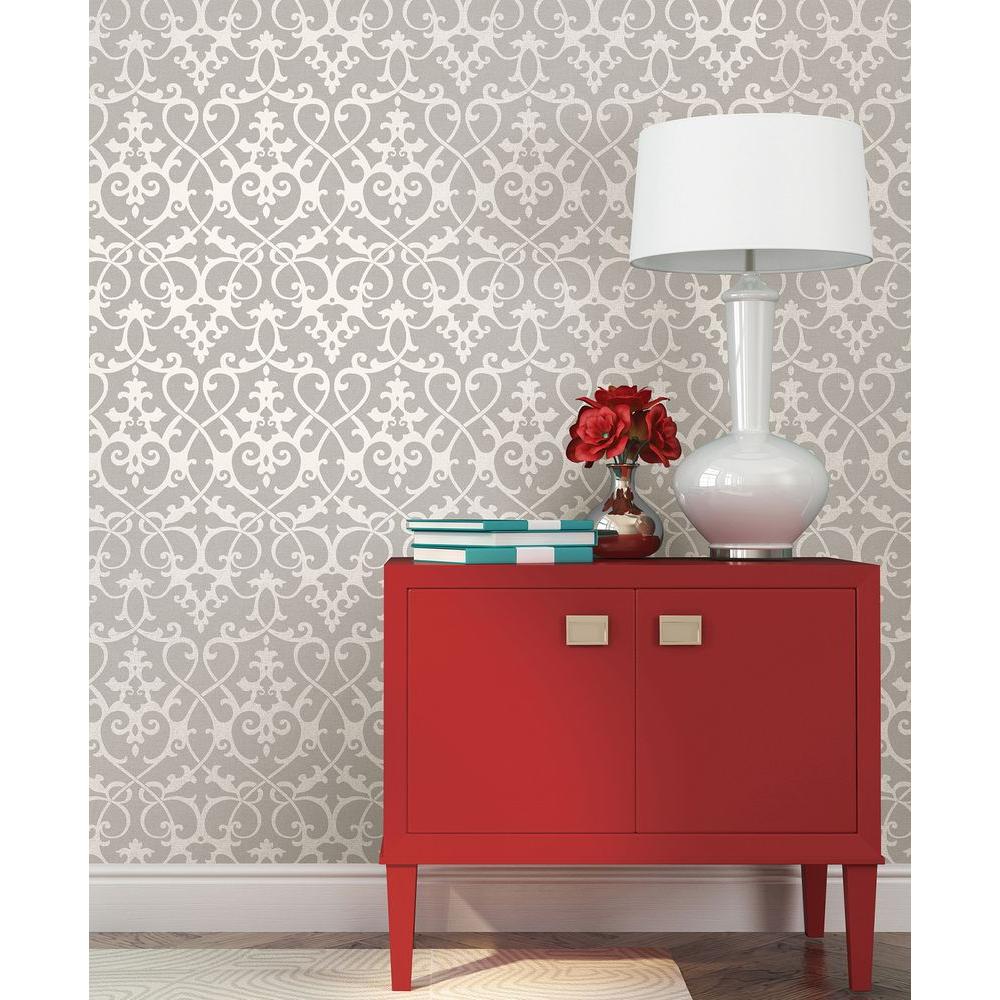 Simple Kitchen 3 NuWallpaper Grey Grand Trellis Peel and Stick Wallpaper
