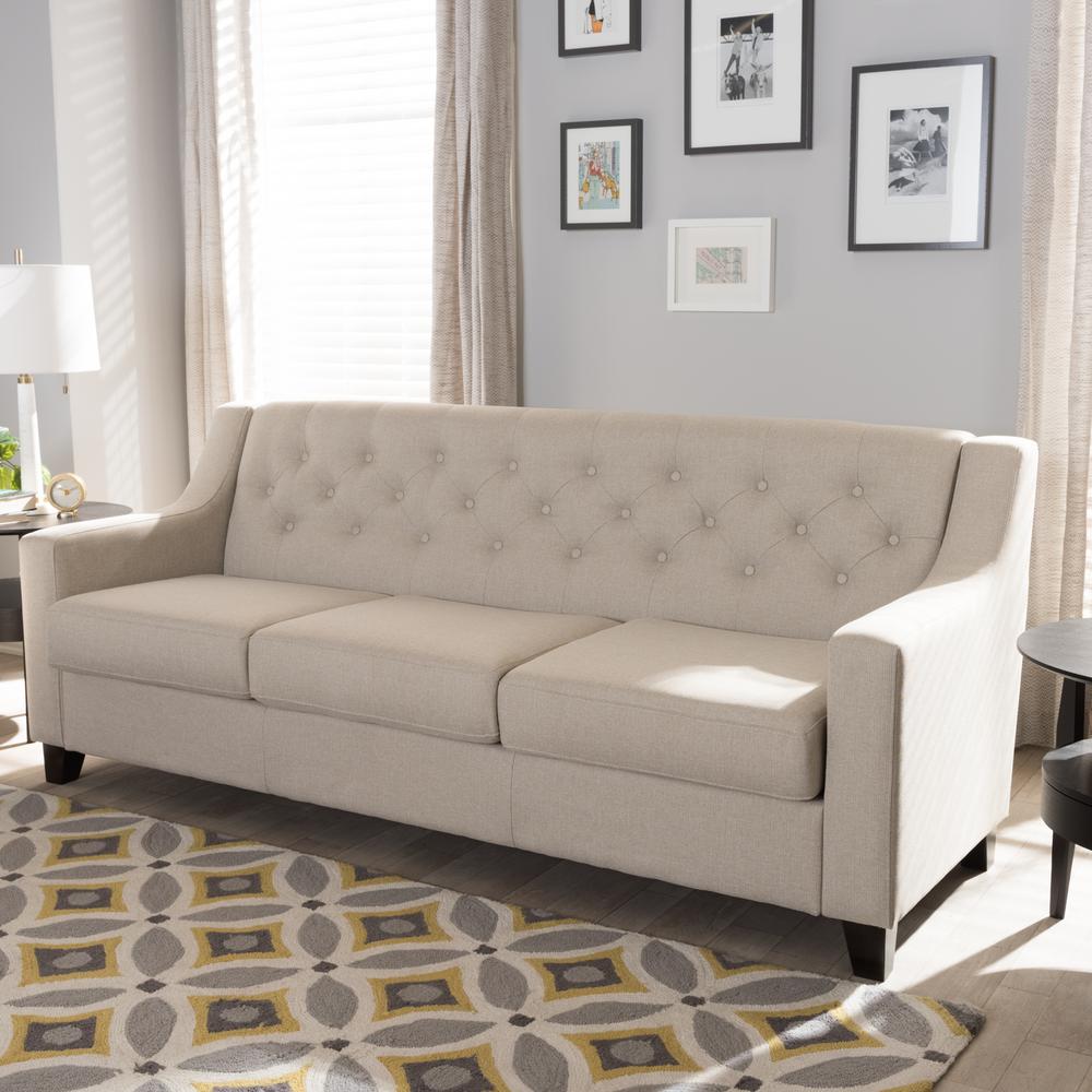 Light Beige Sofas Loveseats Living Room Furniture The Home Depot Arcadia Contemporary Light Beige Fabric Upholstered Sofa