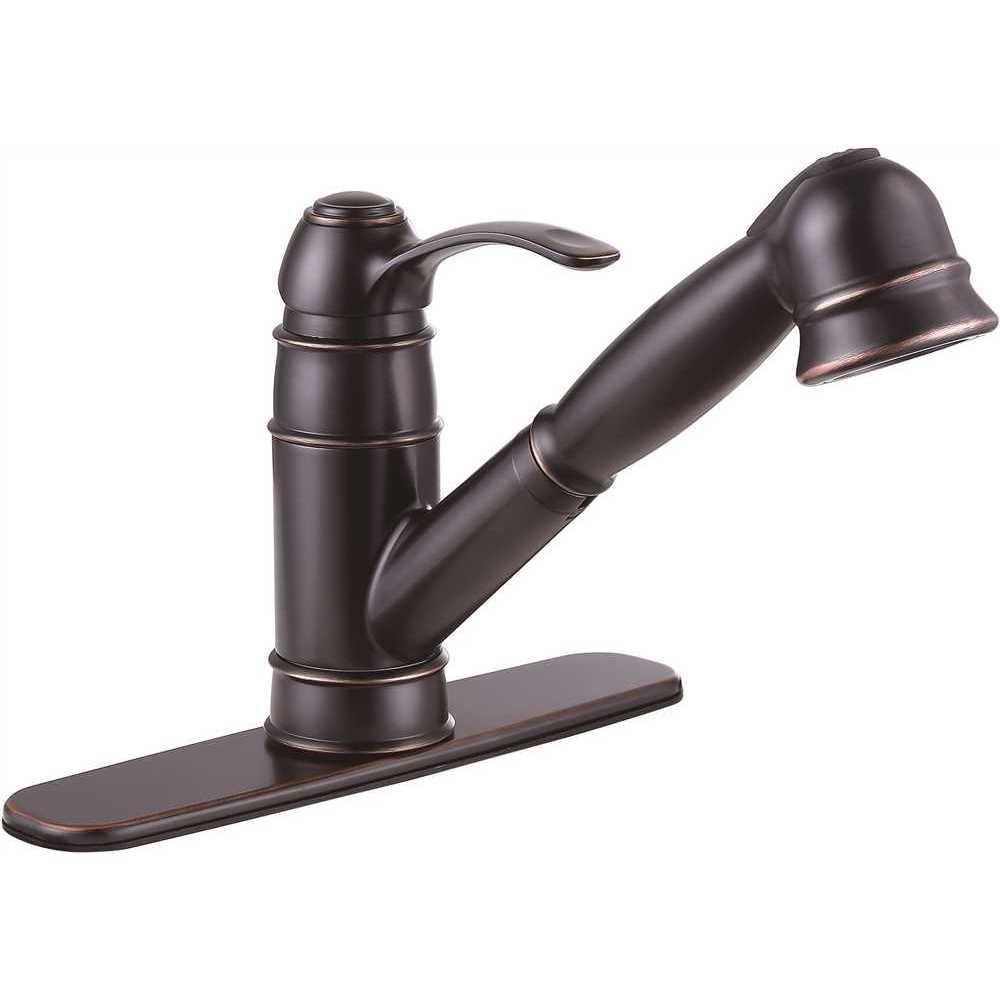 Premier Wellington Single Handle Pull Out Sprayer Kitchen Faucet In Parisian Bronze
