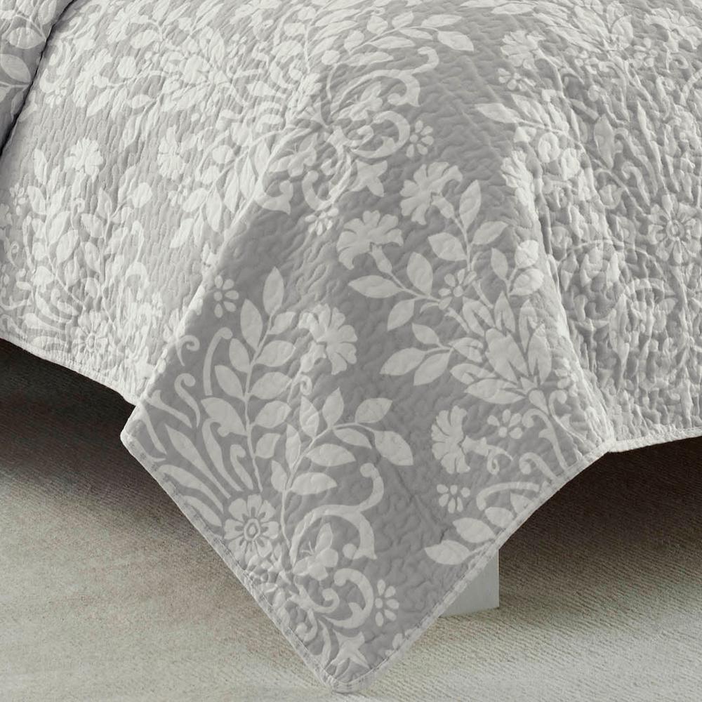 Laura Ashley Rowland 3 Piece Dove Grey King Quilt Set 221804 The
