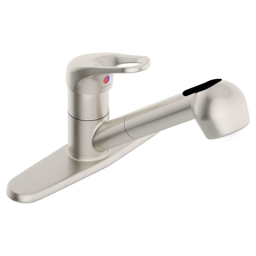 Symmons Unity Single Handle Pull Out Sprayer Kitchen Faucet With Symmons Unity Single Handle Pull Out Sprayer Kitchen Faucet With Loop In Satin