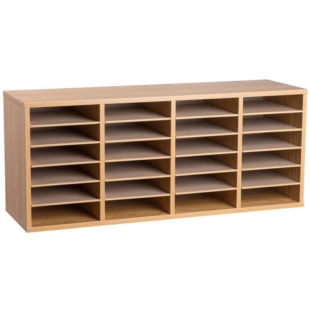 Adiroffice Wood Adjustable 24 Compartment Literature Organizer