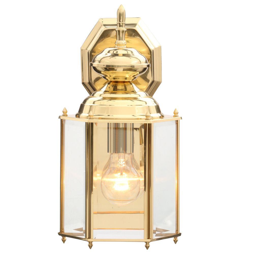 Brass Gold No Bulbs Included Outdoor Wall Mounted Lighting Brass Guard Collection 7 Inch Polished Outdoor Wall Lantern