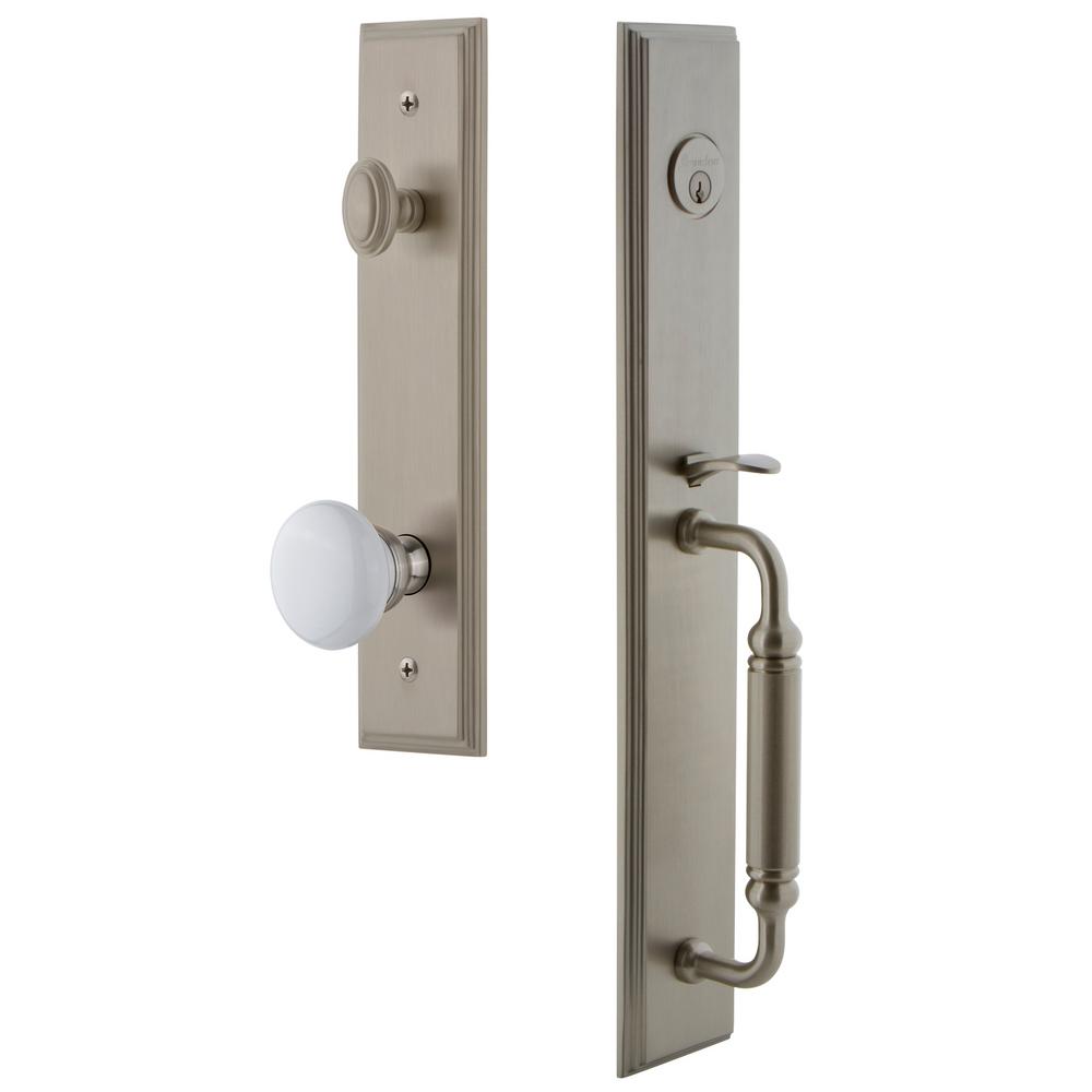 Grandeur Carre Satin Nickel 1 Piece Dummy Door Handleset With C
