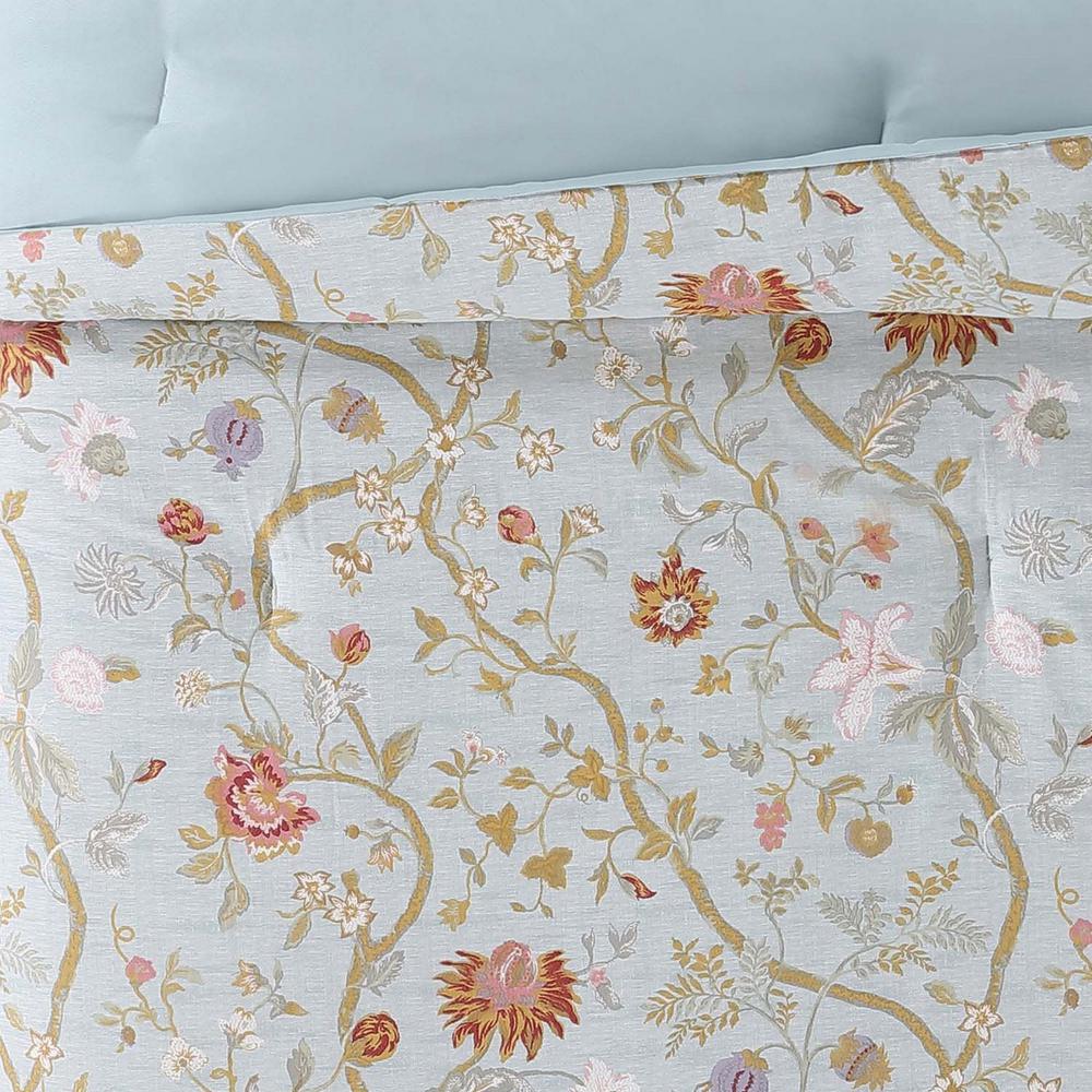 Style 212 Bedford 3 Piece Blue Floral Full Comforter Set