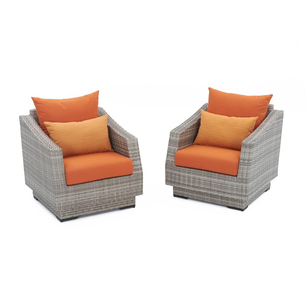 Sunbrella Fabric Orange Patio Chairs Furniture The Cannes Patio Club Chair With Tikka Orange Cushions 2 Pack
