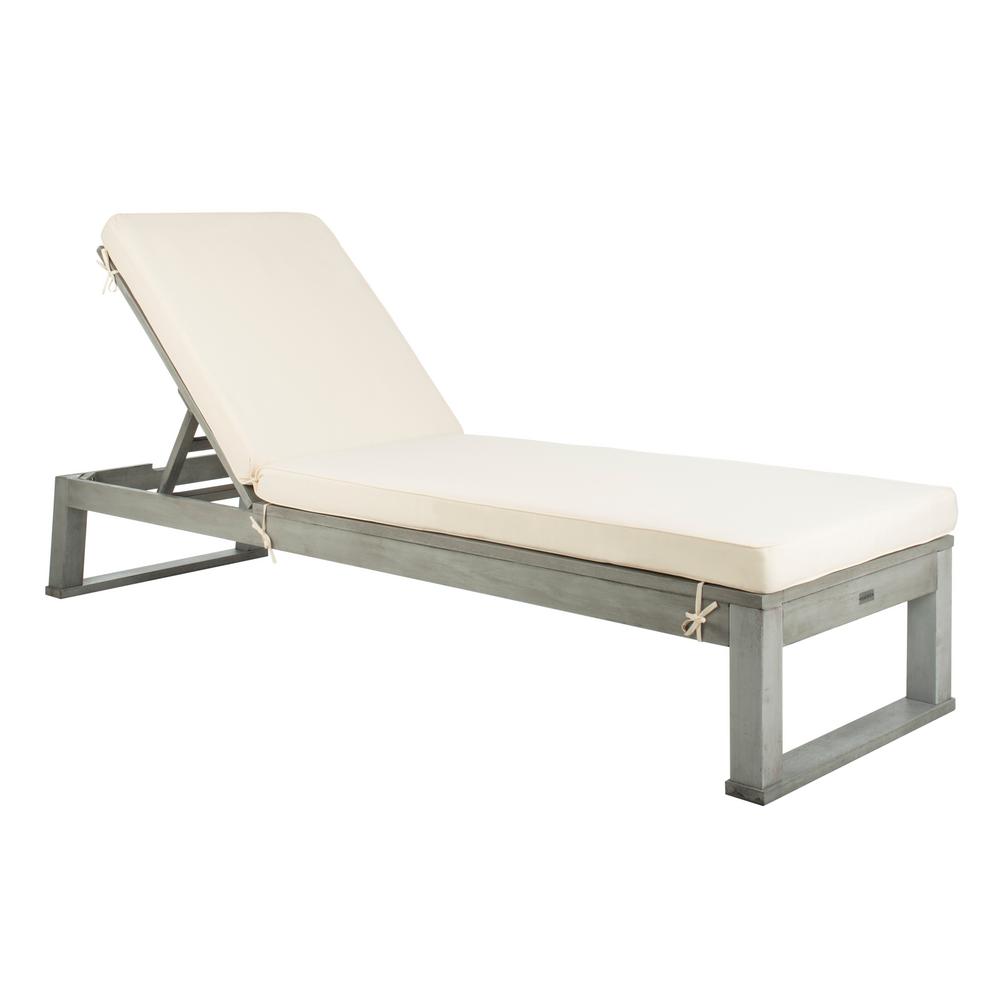 Safavieh Solano Ash Grey Adjustable Wood Outdoor Lounge ...