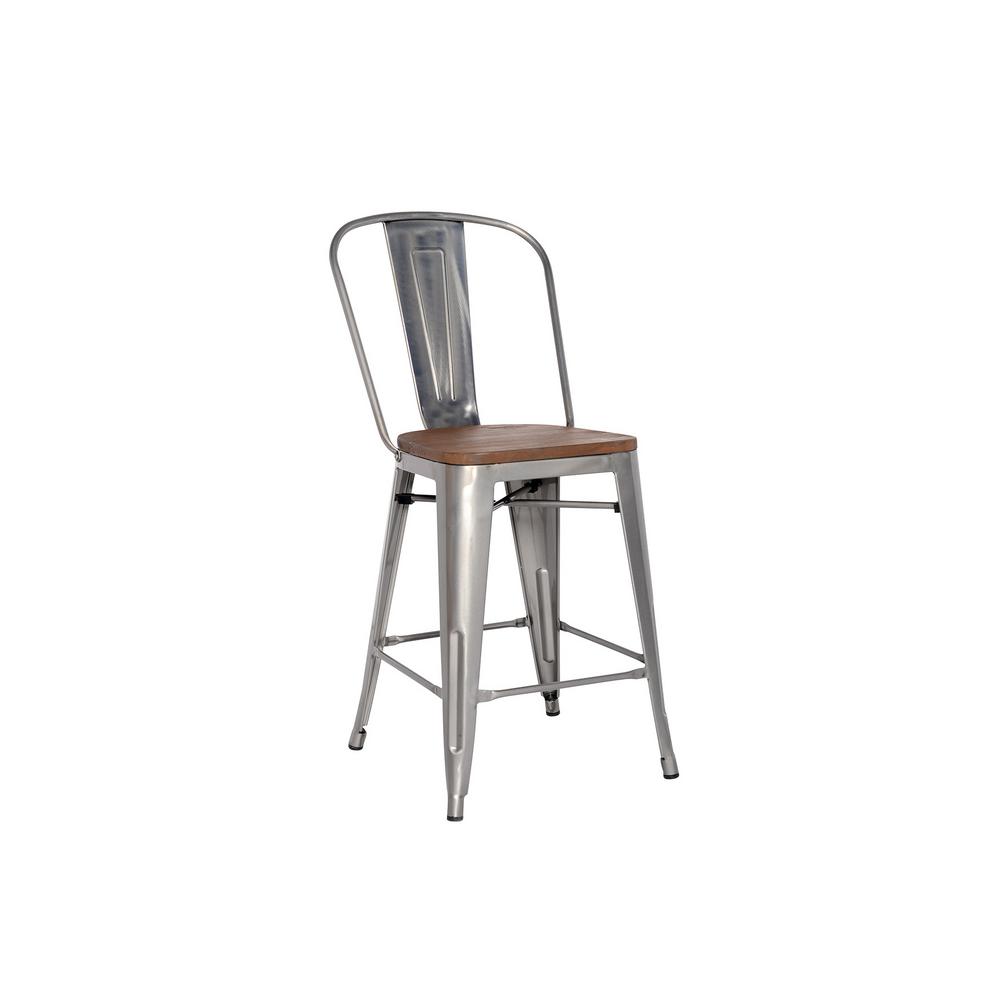StyleWell 24 in. Gunmetal Backed Counter Stool (Set of 2), Brown/Gunmetal Gray was $129.0 now $77.4 (40.0% off)