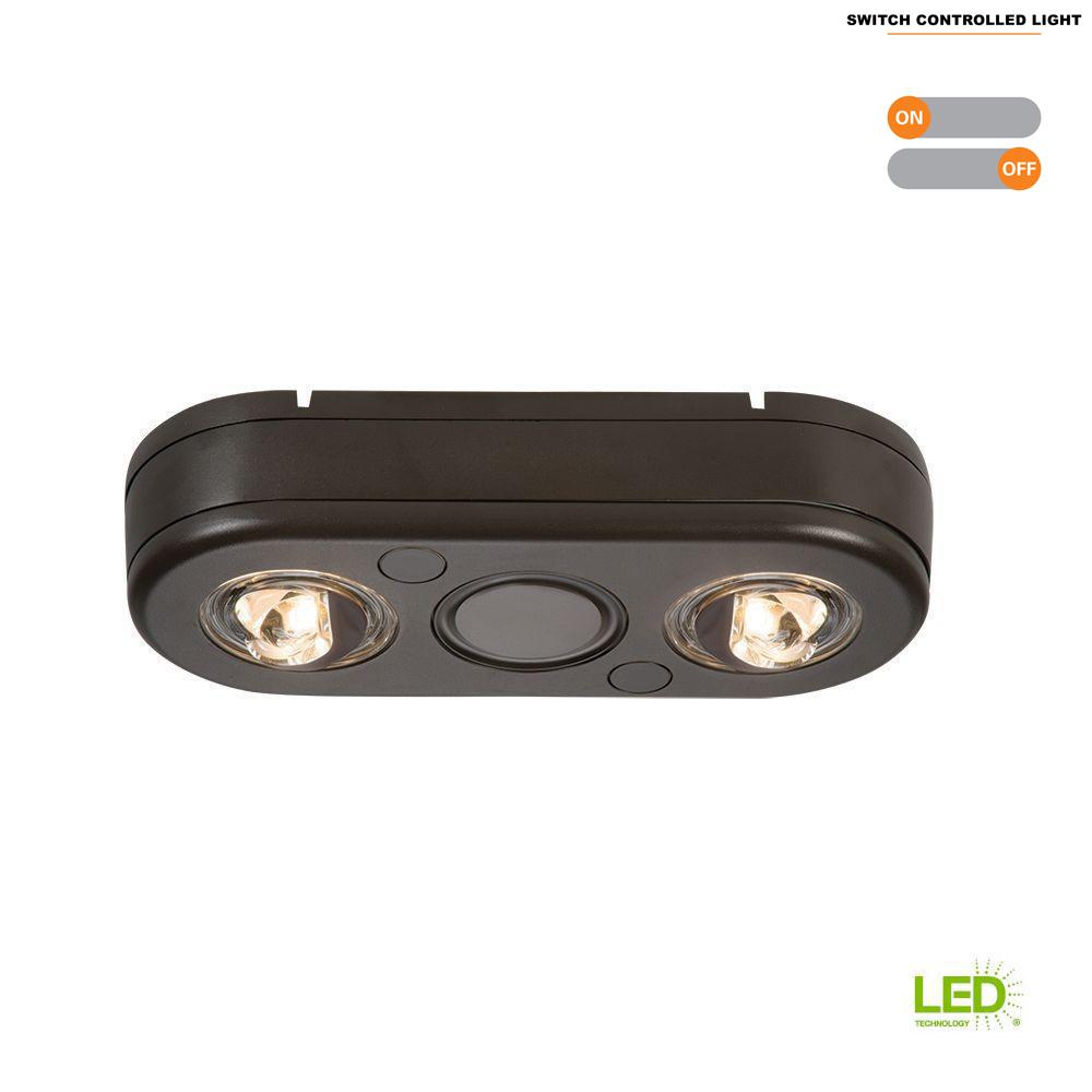 All Pro Revolve Bronze Twin Head Outdoor Integrated Led Security Revolve Bronze Twin Head Outdoor Integrated Led Security Flood Light At 3500k Bright White Switch Controlled