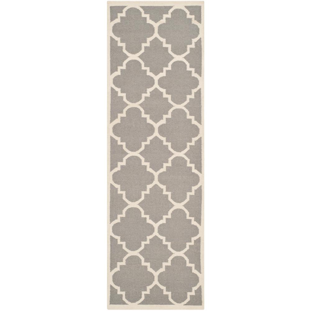 Safavieh Dhurries Gray/Ivory 3 ft. x 10 ft. Runner RugDHU633B210