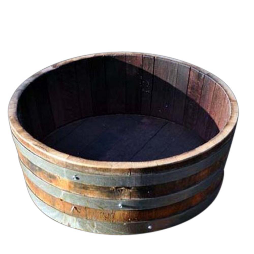 Master Garden Products Watertight 24 In W X 10 In H Oak Shallow Wine Barrel Planter Wtbp 14 The Home Depot