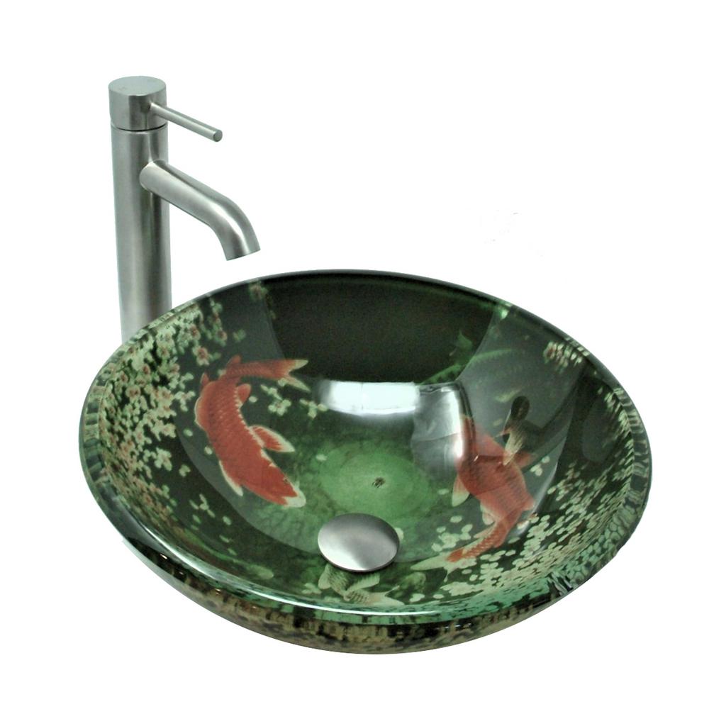 Fontaine by Italia Koi and Lily Pond Glass Vessel Bathroom Sink with