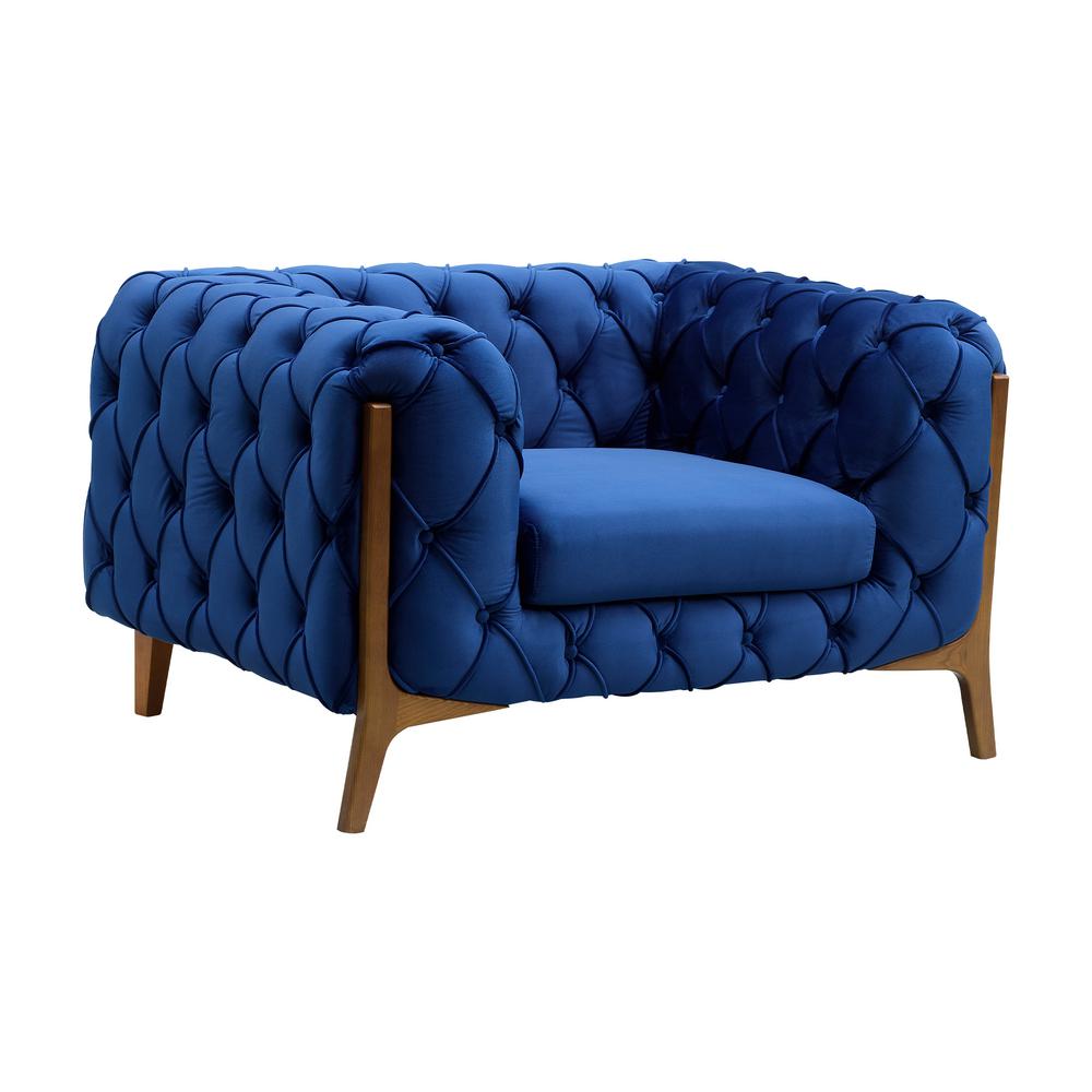 Today S Mentality Allison Dark Blue Velvet Tufted Sofa Chair