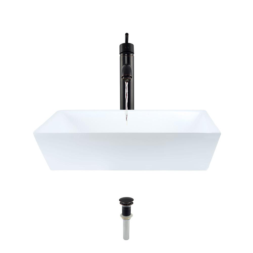 Mr Direct Porcelain Vessel Sink In White With 718 Faucet And Pop
