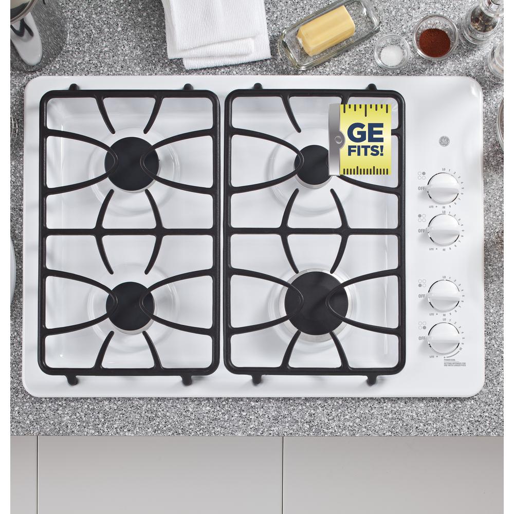 GE 30 in. Gas Cooktop in White with 4 Burners including Power Boil
