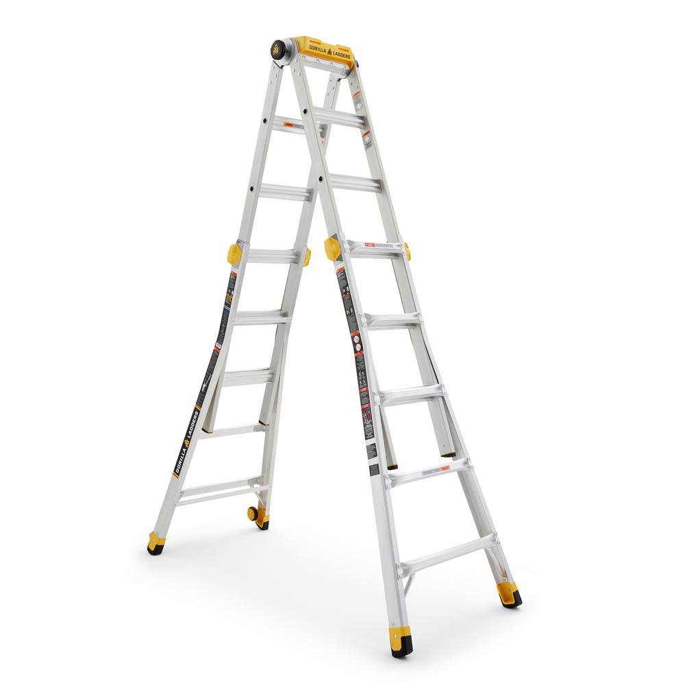 Gorilla Ladders 23 Ft Reach Mpxt Multi Position Ladder With Project Top Rail Bracket Kit Combo Pack Mpxt 23 Rb 2 The Home Depot