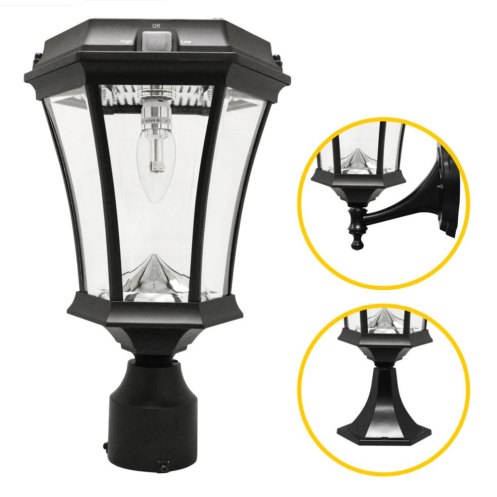 Solar Powered The Home Depot Victorian Bulb Series Single Black Integrated Led Outdoor Solar Lamp