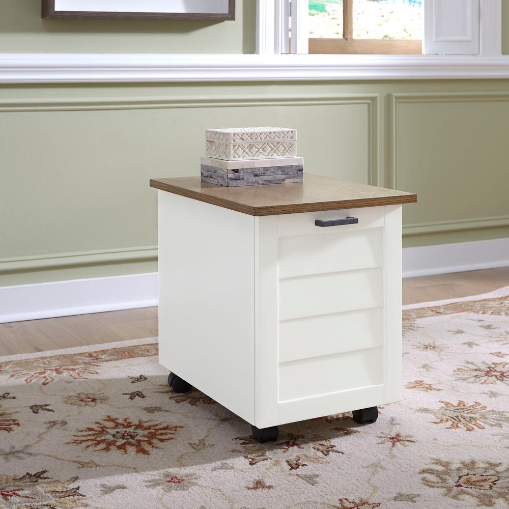 Homestyles Portsmouth White And Oak Mobile File Cabinet 5186 01 The Home Depot