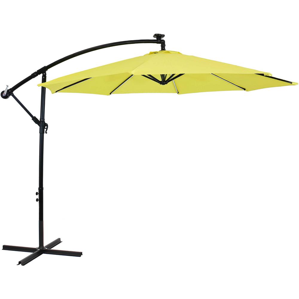 9 Foot Cross Base And Crank Air Vent Outside Waterproof Polyester Shade Steel Pole Tangerine Sunnydaze Outdoor Cantilever Offset Patio Umbrella With Solar Led Lights Umbrellas Shade Umbrellas