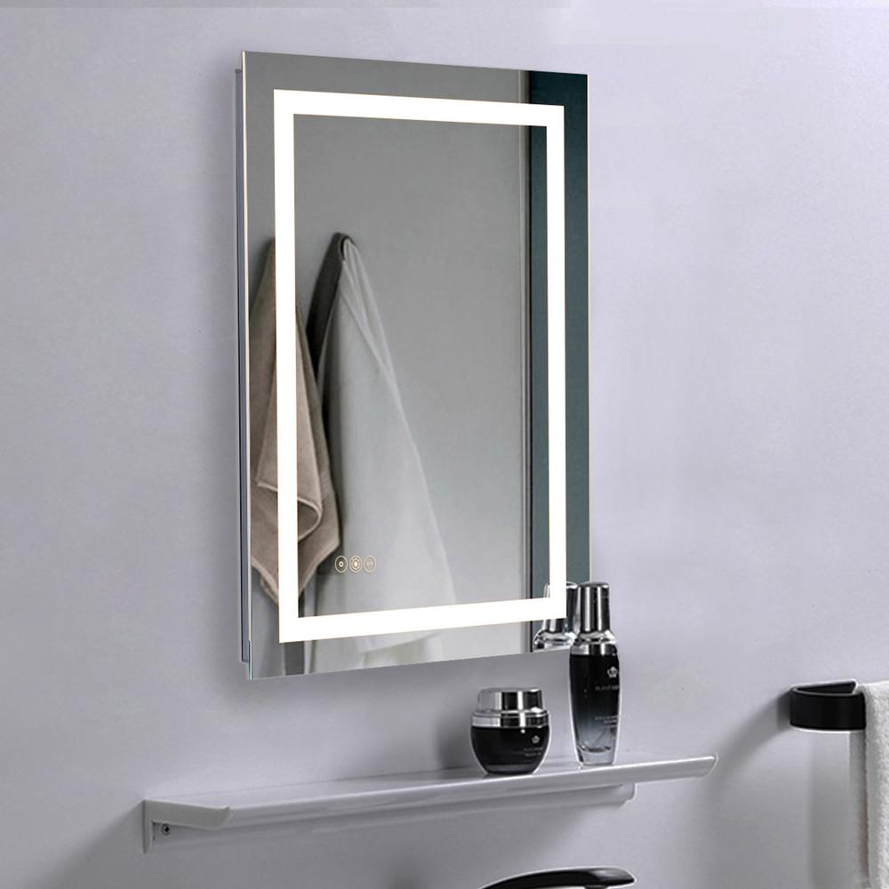 KINWELL 24 In. W X 36 In. H Single Frameless LED Lighted Bathroom Wall ...