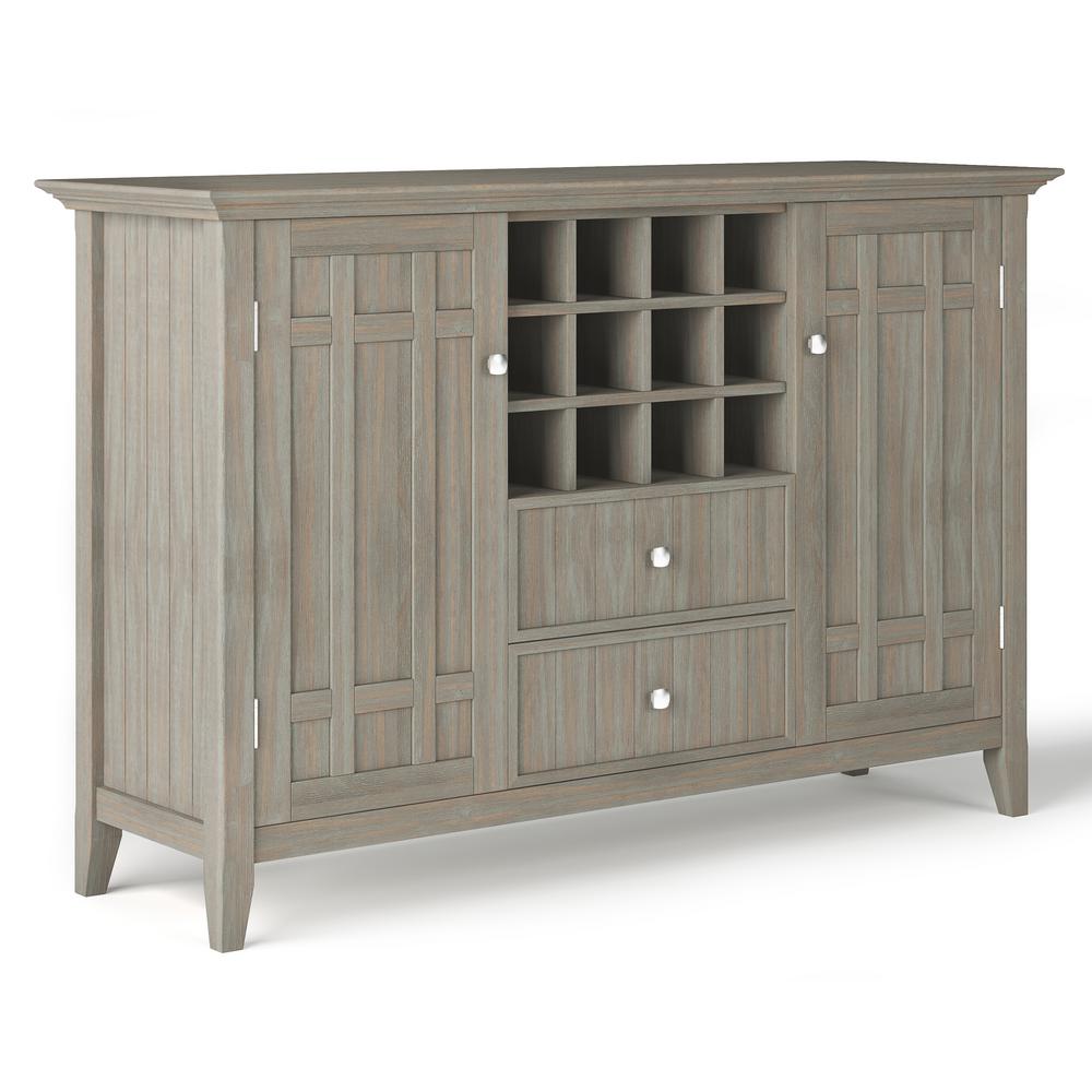 Brooklyn + Max Hampton Distressed Grey Sideboard Buffet and Winerack