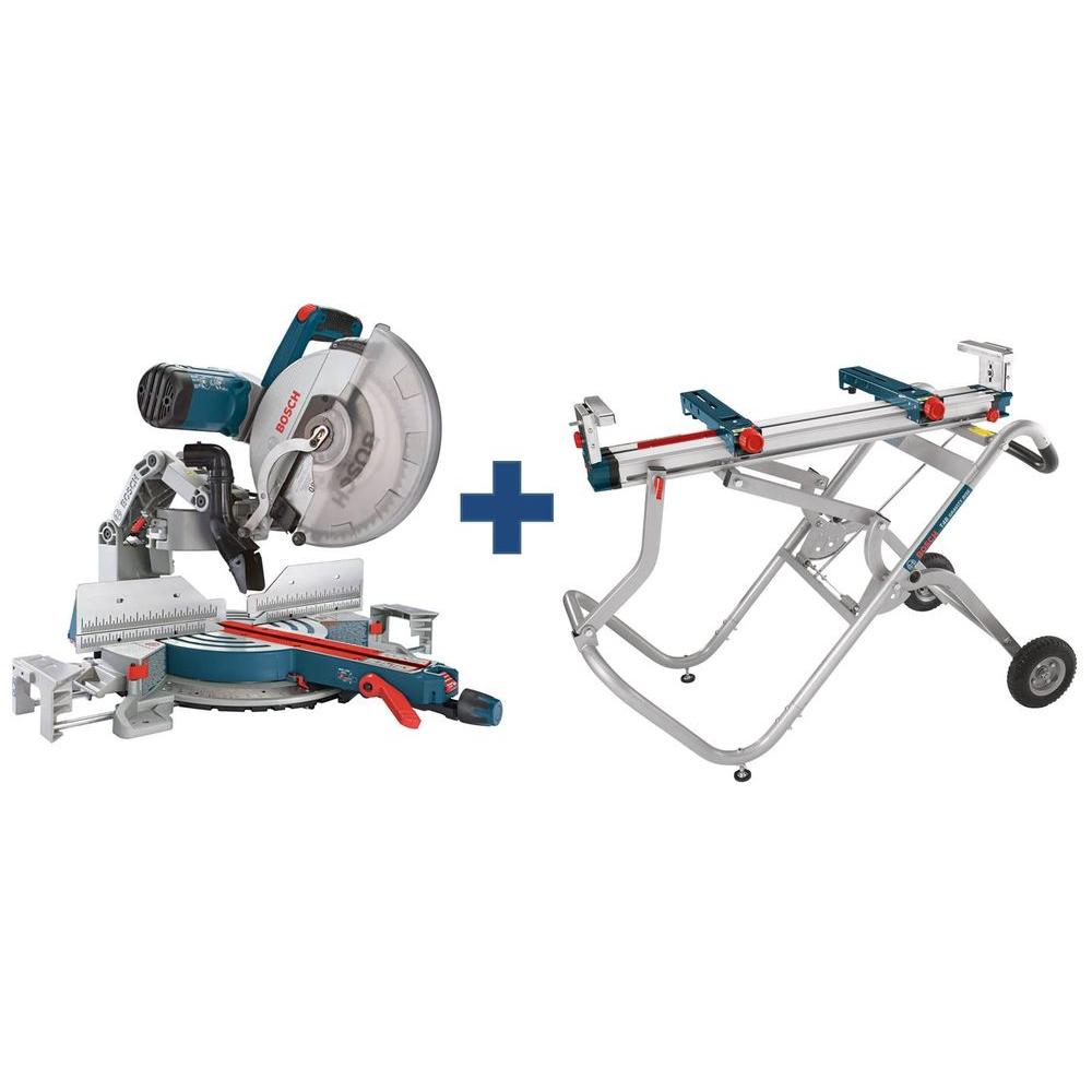 Bosch 15 Amp 12 in. Corded Dual-Bevel Sliding Glide Miter Saw Combo Kit ...