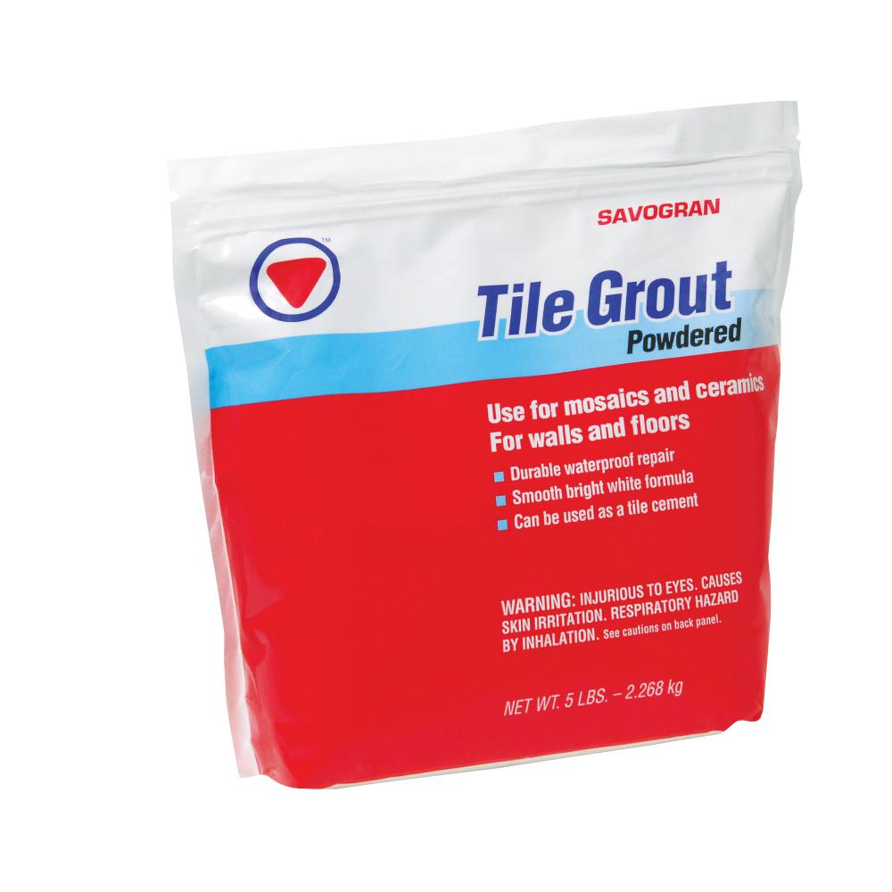 SAVOGRAN 12842 5 lbs. Tile Grout White Waterproof Powder Mix With Water
