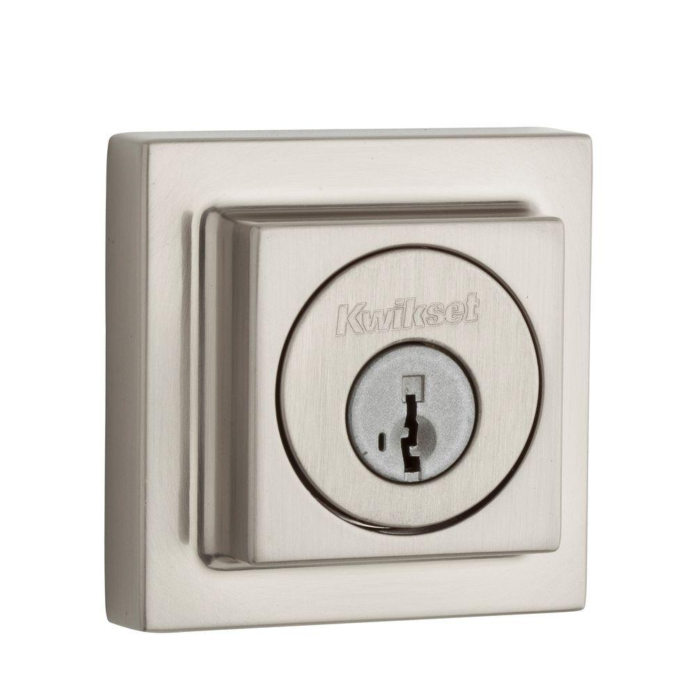 Kwikset 993 Series Square Contemporary Satin Nickel Single Cylinder